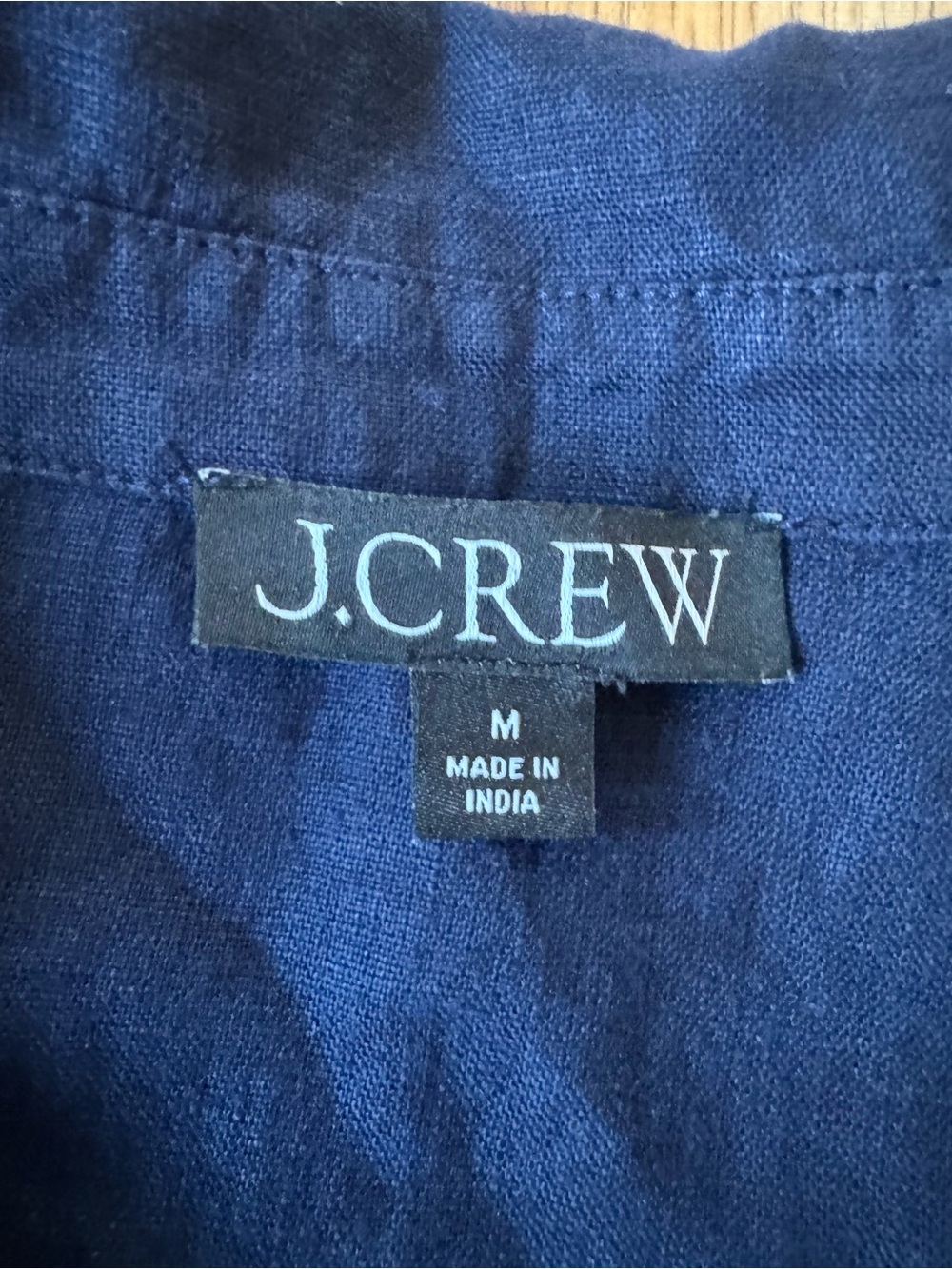 J. Crew Navy Bungalow Popover Dress Linen Pockets Mini Length Blue Medium - Picture 3 of 6